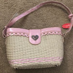 NWT- Bingham by dynasty pink straw hobo purse